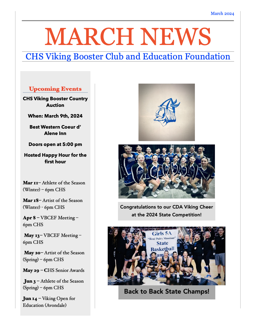 Newsletter | CHS Viking Booster Club and Education Foundation